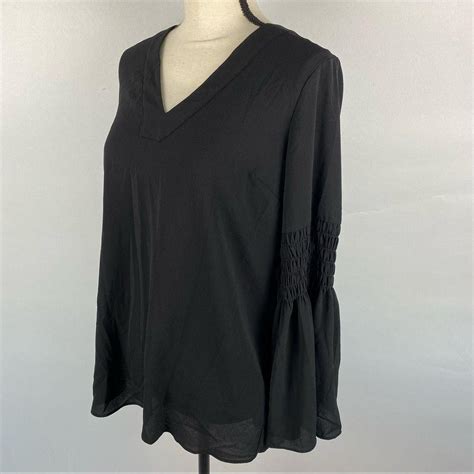 michael kors black bell sleeve top|michael kors tees long sleeve.